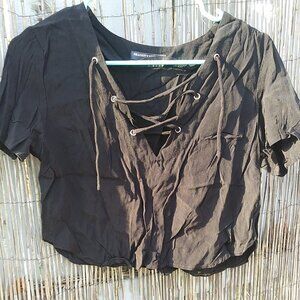 Brandy Melville Black V-Neck Crop Top - Women's - S